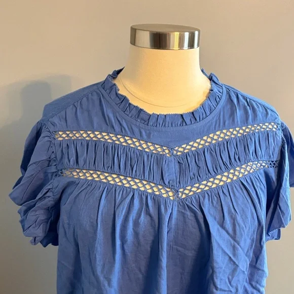 Lane Bryant size 26 Blue Ruffle Sleeve Blouse - Picture 3 of 6